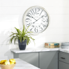 DecMode 24" White Wood Wall Clock - DecMode