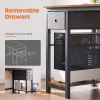 Modern Simple Style Home Office Writing Desk with 2-Tier Drawers Storage,Black Rustic,47IN - as Pic