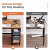 Modern Simple Style Home Office Writing Desk with 2-Tier Drawers Storage,Black Rustic,47IN - as Pic